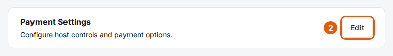 Payment Settings card on the Host tab with its Edit button marked