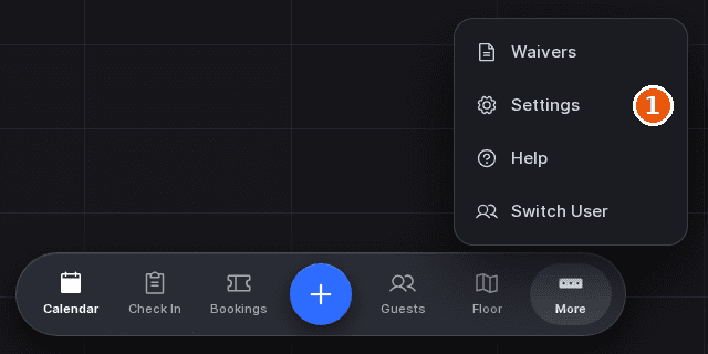 Host App dock with the More menu open and Settings marked