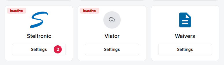 The Integrations section of the venue's General tab with the Steltronic card's Settings button (2)