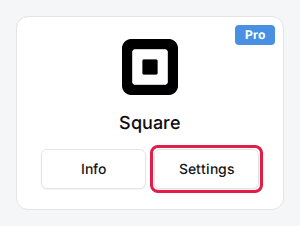 The Square card under Global Integrations with its Settings button highlighted