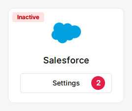 The venue's Salesforce card with its Settings button (2)