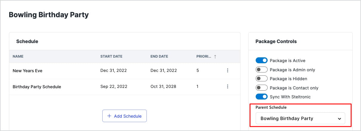 Example of Independent Schedule